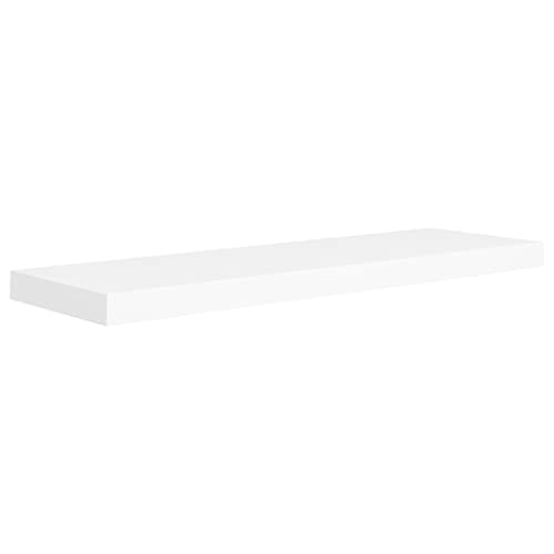 Floating Wall Shelves 4 pcs,Wall Shelf for Bedroom,Display Shelf,Bookshelf,Bathroom Shelves,Invisible Mounting System,for Bedroom/Living Room/Kitchen/Office/Bathroom,White MDF