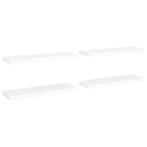 Floating Wall Shelves 4 pcs,Wall Shelf for Bedroom,Display Shelf,Bookshelf,Bathroom Shelves,Invisible Mounting System,for Bedroom/Living Room/Kitchen/Office/Bathroom,White MDF