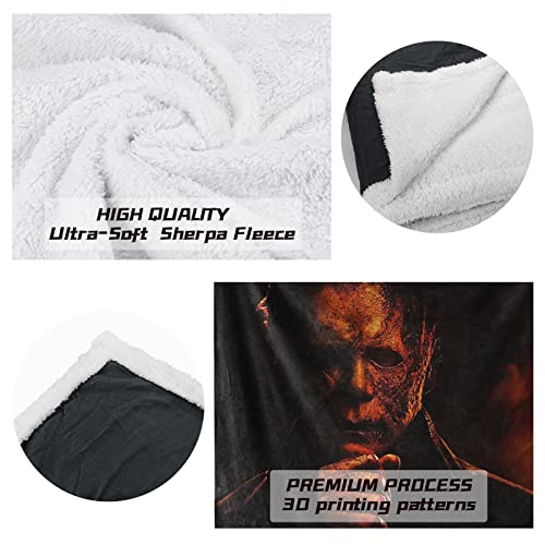 Michael Myers Blanket, Horror Movie Throw Blanket, Ultra-Soft Warm Sherpa Fleece Air Conditioner Blanket, for Bed Couch Living Room Decorative Blankets