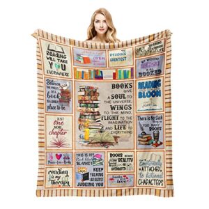 yofipon book lovers gifts, gifts for lovers, blanket 60”x50”, bookish readers women, club bookworm gift ideas