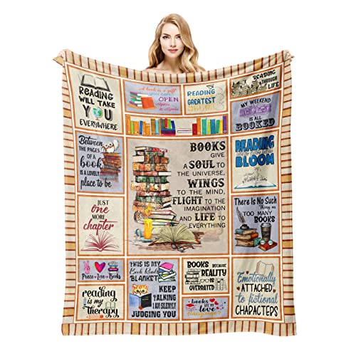 Yofipon Book Lovers Gifts, Gifts for Lovers, Blanket 60''x50'', Bookish Readers Women, Club Bookworm Gift Ideas