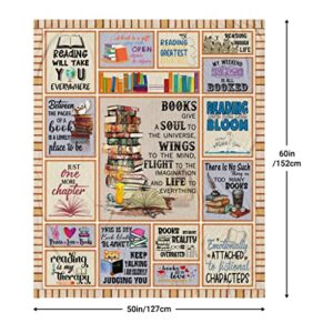 Yofipon Book Lovers Gifts, Gifts for Lovers, Blanket 60''x50'', Bookish Readers Women, Club Bookworm Gift Ideas