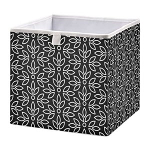 kigai black white floral cube storage bins – 11x11x11 in large foldable storage basket fabric storage baskes organizer for toys, books, shelves, closet, home decor