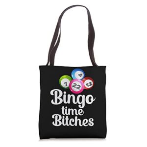 bingo time bitches funny bingo player mom grandma women tote bag