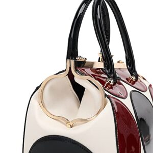Style Strategy black and red patent leather 2in1 purses for women handbag with kiss lock Satchel pattern Shoulder crossbody bags for women