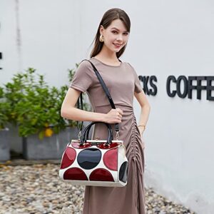 Style Strategy black and red patent leather 2in1 purses for women handbag with kiss lock Satchel pattern Shoulder crossbody bags for women