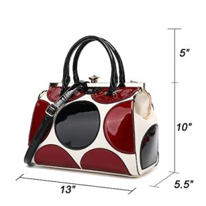 Style Strategy black and red patent leather 2in1 purses for women handbag with kiss lock Satchel pattern Shoulder crossbody bags for women