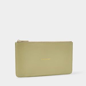 KATIE LOXTON Be Brilliant Womens Vegan Leather Sentiment Slim Perfect Pouch Olive Green