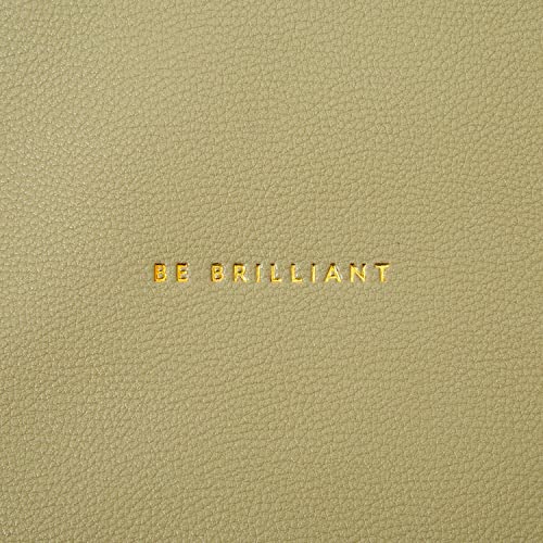 KATIE LOXTON Be Brilliant Womens Vegan Leather Sentiment Slim Perfect Pouch Olive Green