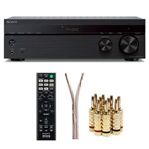 sony strdh190 2-ch stereo receiver with phono inputs & bluetooth with 100ft of speaker wire and 5 pairs of banana plugs