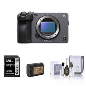 sony fx3 full-frame cinema line camera bundle with 128gb sd card, extra battery, cleaning kit