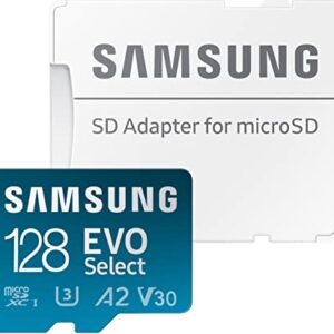 SAMSUNG EVO Select Micro SD-Memory-Card + Adapter, 128GB microSDXC 130MB/s Full HD & 4K UHD, UHS-I, U3, A2, V30, Expanded Storage for Android Smartphones, Tablets, Nintendo-Switch (MB-ME128KA/AM)