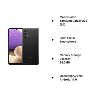 Samsung Galaxy A32 (5G) 64GB A326U (T-Mobile/Sprint Unlocked) 6.5" Display Quad Camera Long Lasting Battery Smartphone - Black (Renewed)