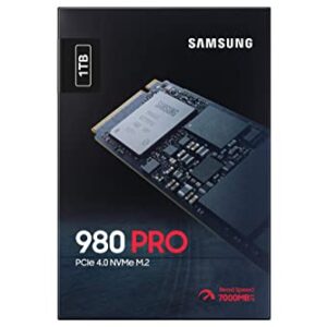 SAMSUNG 980 PRO SSD 1TB PCIe 4.0 NVMe Gen 4 Gaming M.2 Internal Solid State Drive Memory Card, Maximum Speed, Thermal Control, MZ-V8P1T0B