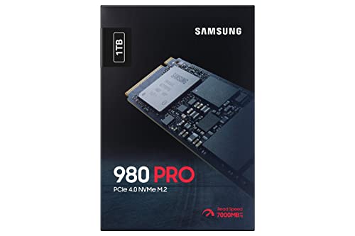 SAMSUNG 980 PRO SSD 1TB PCIe 4.0 NVMe Gen 4 Gaming M.2 Internal Solid State Drive Memory Card, Maximum Speed, Thermal Control, MZ-V8P1T0B