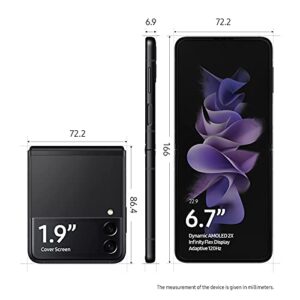 SAMSUNG Galaxy Z Flip 3 5G Factory Unlocked Android Cell Phone US Version Smartphone Flex Mode Intuitive Camera Compact 128GB Storage US Warranty, Phantom Black (Renewed)