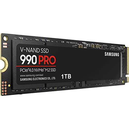 SAMSUNG 990 PRO SSD 1TB PCIe 4.0 M.2 Internal Solid State Drive, Fastest Speed for Gaming, Heat Control, Direct Storage and Memory Expansion for Video Editing, Heavy Graphics, MZ-V9P1T0B/AM