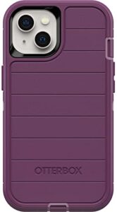 otterbox defender series rugged case for iphone 13 (not mini/pro/pro max) case only – non-retail packaging – happy purple – with microbial defense