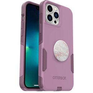 bundle: otterbox commuter series for iphone 12/13 pro max – (maven way) + popsockets popgrip – (rose gold)