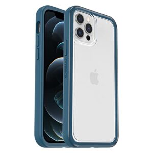 otterbox clear case with colorful grip edge for iphone 12/12 pro – blue glaze (clear/blue)