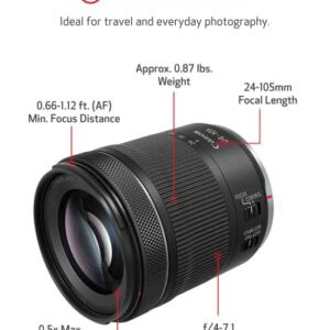 Canon EOS R RF24-105mm F4-7.1 is STM Lens Kit, Vlogging and Content Creator Camera 4K UHD, Digital Single-Lens Non-Reflex AF/AE, 0.4 Magnification, Mirrorless and Full-Frame, Compact & Lightweight