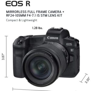 Canon EOS R RF24-105mm F4-7.1 is STM Lens Kit, Vlogging and Content Creator Camera 4K UHD, Digital Single-Lens Non-Reflex AF/AE, 0.4 Magnification, Mirrorless and Full-Frame, Compact & Lightweight