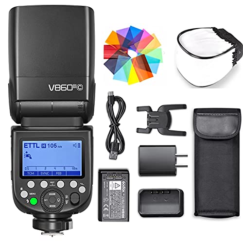 Godox V860III-C Flash for Canon Camera Flash Speedlite 7.2V/2600mAh Li-ion Battery, 2.4G Wireless HSS 1/8000 1.5s Recycle Time 10 Levels LED Modeling Light for Canon (Upgraded V860II-C)