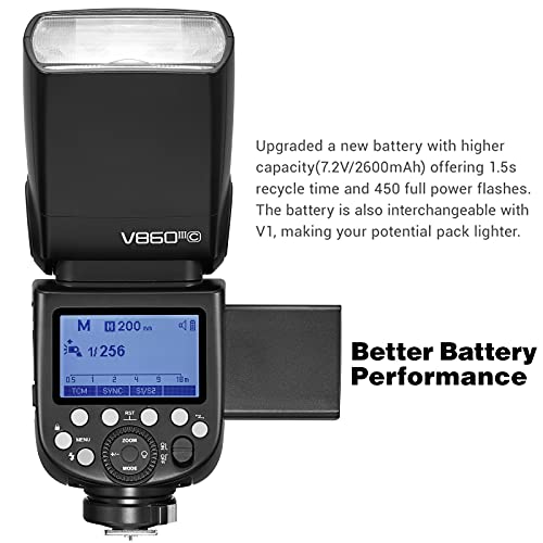 Godox V860III-C Flash for Canon Camera Flash Speedlite 7.2V/2600mAh Li-ion Battery, 2.4G Wireless HSS 1/8000 1.5s Recycle Time 10 Levels LED Modeling Light for Canon (Upgraded V860II-C)