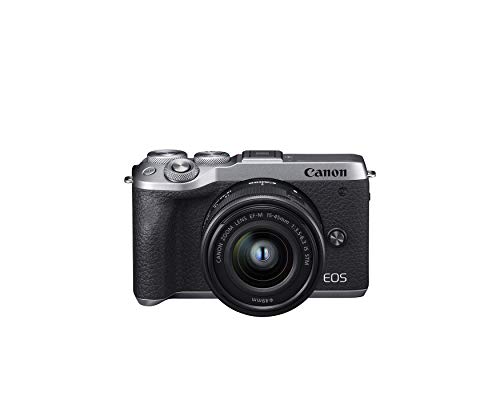 Canon EOS M6 Mark II Mirrorless Digital Compact Camera + EF-M 15-45mm F/3.5-6.3 is STM + EVF Kit, Silver