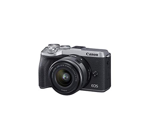 Canon EOS M6 Mark II Mirrorless Digital Compact Camera + EF-M 15-45mm F/3.5-6.3 is STM + EVF Kit, Silver