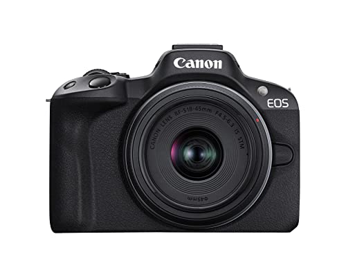 Canon EOS R50 Mirrorless Vlogging Camera (Black) w/RF-S18-45mm F4.5-6.3 is STM & RF-S55-210mm F5-7.1 is STM Lenses, 24.2 MP, 4K Video, Subject Detection & Tracking, Compact, Smartphone Connection