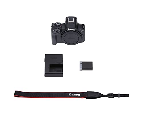 Canon EOS R50 Mirrorless Vlogging Camera (Body Only/Black), RF Mount, 24.2 MP, 4K Video, DIGIC X Image Processor, Subject Detection & Tracking, Compact, Smartphone Connection, Content Creator