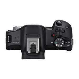 Canon EOS R50 Mirrorless Vlogging Camera (Body Only/Black), RF Mount, 24.2 MP, 4K Video, DIGIC X Image Processor, Subject Detection & Tracking, Compact, Smartphone Connection, Content Creator