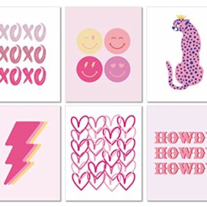 MINI ZOZI Preppy Room Decor Pink Posters 8"X10" UNFRAMED Aesthetic Trendy Stuff for Girls Dorms Room Wall Decoration Baddie Hot Paintings for Teens Cute Smiley Face xoxo Cheetah Howdy Bolt Pop Things
