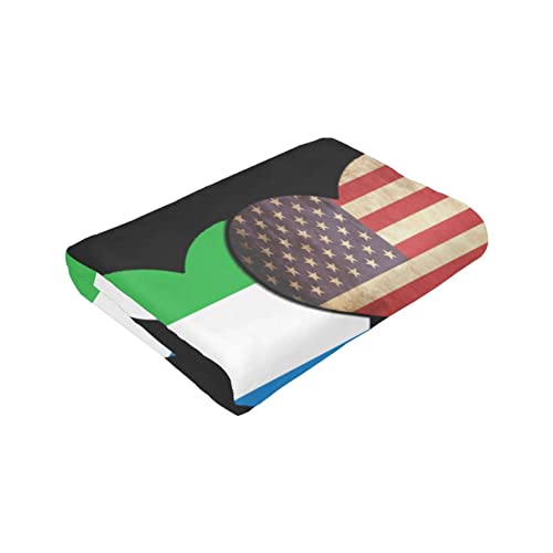 Sierra Leone Flag and American Flag Ultra Soft Flannel Fleece Blanket All Season Living Room/Bedroom Warm Throw Bed Blanket