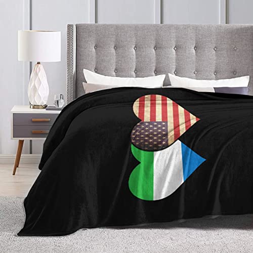 Sierra Leone Flag and American Flag Ultra Soft Flannel Fleece Blanket All Season Living Room/Bedroom Warm Throw Bed Blanket