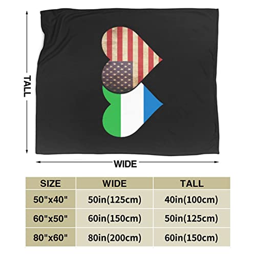 Sierra Leone Flag and American Flag Ultra Soft Flannel Fleece Blanket All Season Living Room/Bedroom Warm Throw Bed Blanket