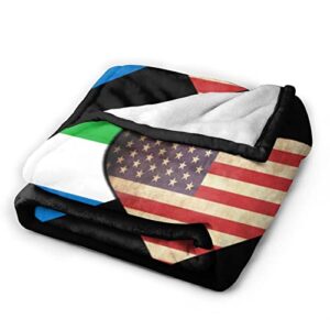 Sierra Leone Flag and American Flag Ultra Soft Flannel Fleece Blanket All Season Living Room/Bedroom Warm Throw Bed Blanket