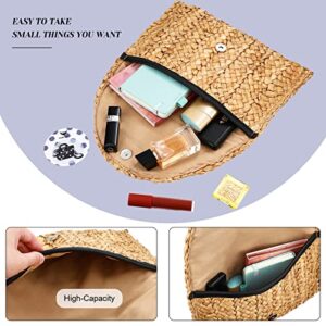 2 Pcs Straw Shoulder Bag Clutch Straw Crossbody Bags Straw Summer bags Handmade Envelope Purse for Women (Light Coffee)