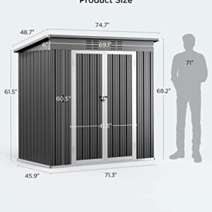 Bealife 6' x 4' Outdoor Storage Shed Clearance with Floor Base, Metal Outdoor Storage Cabinet with Double Lockable Doors, Waterproof Tool Shed, Backyard Shed for Garden, Patio, Lawn, in 2boxes(Grey)