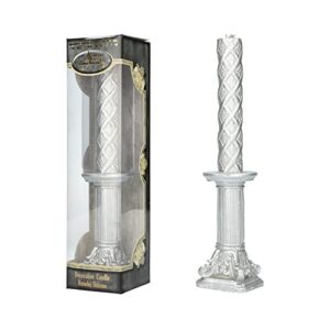 shalhevet light elegante long lasting jerusalem solomon pillars havdalah candle (silver)