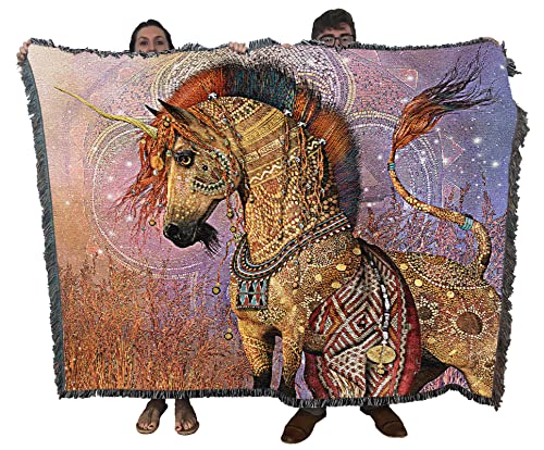 Pure Country Weavers Seretse Blanket by Laurie Prindle - Fantasy Unicorn Gift Tapestry Throw Woven from Cotton - Made in The USA (72x54)