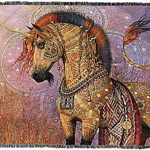 Pure Country Weavers Seretse Blanket by Laurie Prindle - Fantasy Unicorn Gift Tapestry Throw Woven from Cotton - Made in The USA (72x54)