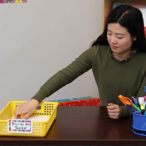 Really Good Stuff 6PK Plastic Desktop Paper Storage Basket for Classroom or Home–14”x10” Plastic Mesh Basket-Secure Papers Crease-Free–Grouping for 6