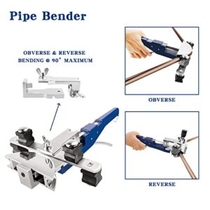 Yaheeda Tube Bender Kit,90 Degree with Reverse Bender for Copper Aluminum Soft Steel Brass 1/4” to 7/8”, HVAC Refrigeration Industry Maintenance,Containing Tube Cutter & Deburrer