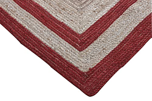 CASAVANI Natural Jute Kilim Rug Handwoven Jute Rug Outdoor Area Rag Rug Braided Style Look Doormat Rug (120 x 180 cm (4 x 6 Feet))