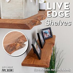 PIPE DECOR 36” Sustainable Sunset Cedar Live Edge Wood Shelf (Wood Only) 2-Pack