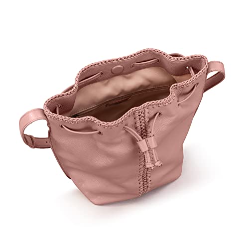 The Sak Womens Ivy Leather Drawstring Bucket, Vintage Coral, One Size US