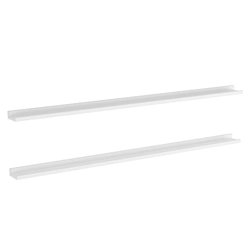 You Have Space Lagos Long Picture Ledge Floating Shelves for Living Room Decor, Kitchen, Bedroom, Kids Room, Nursery Bookshelf Set of 2 White 60"