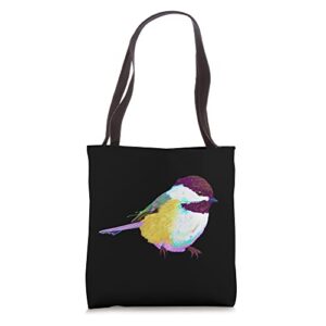 colorful chickadee bird tote bag